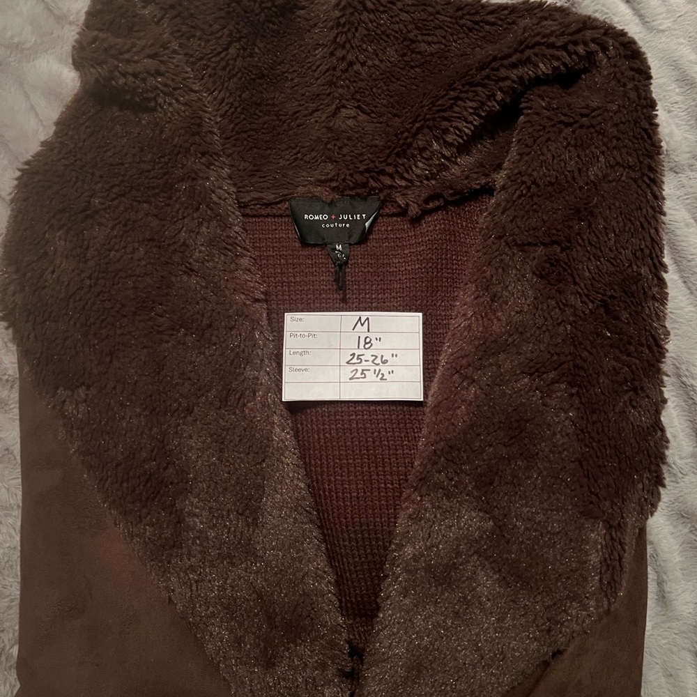 Romeo + Juliet Couture Brown Faux Shearling Open-Front Jacket | M - Picture 12 of 12